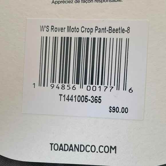 Toad & Co Rover Moto Crop Beetle Green Legging Pants Sz 6 NWT - Picture 7 of 7